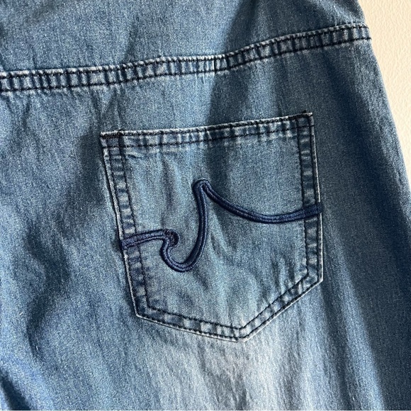 Bohemian High Waister Floral Embroidered Flare Blue Denim Jeans Extra Large - Picture 5 of 11